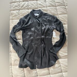 Equipment Femme Bailey Silk Button-Down Shirt – Black – Size 2 – NWT